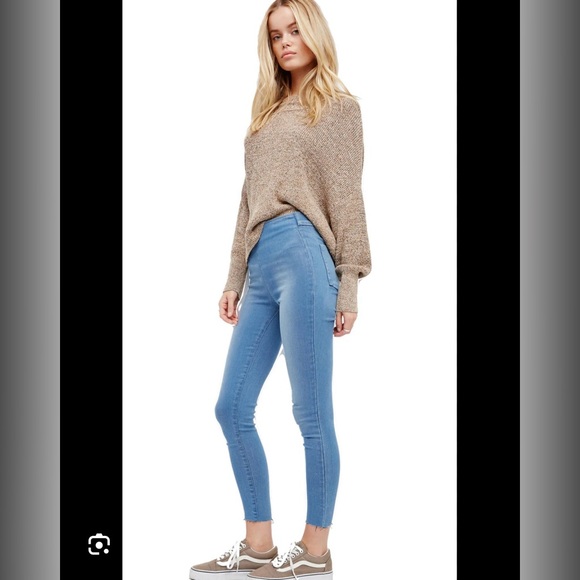 Free People Easy Goes It High Waist Pull on jeggings leggings jeans dark blue 24 - Picture 7 of 12